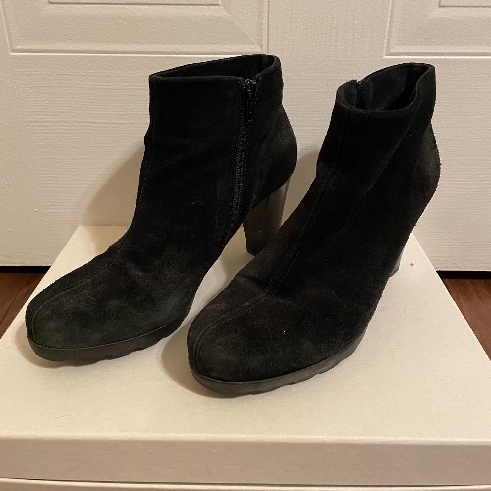 La Canadienne Malin Suede Almond Toe Ankle Booties